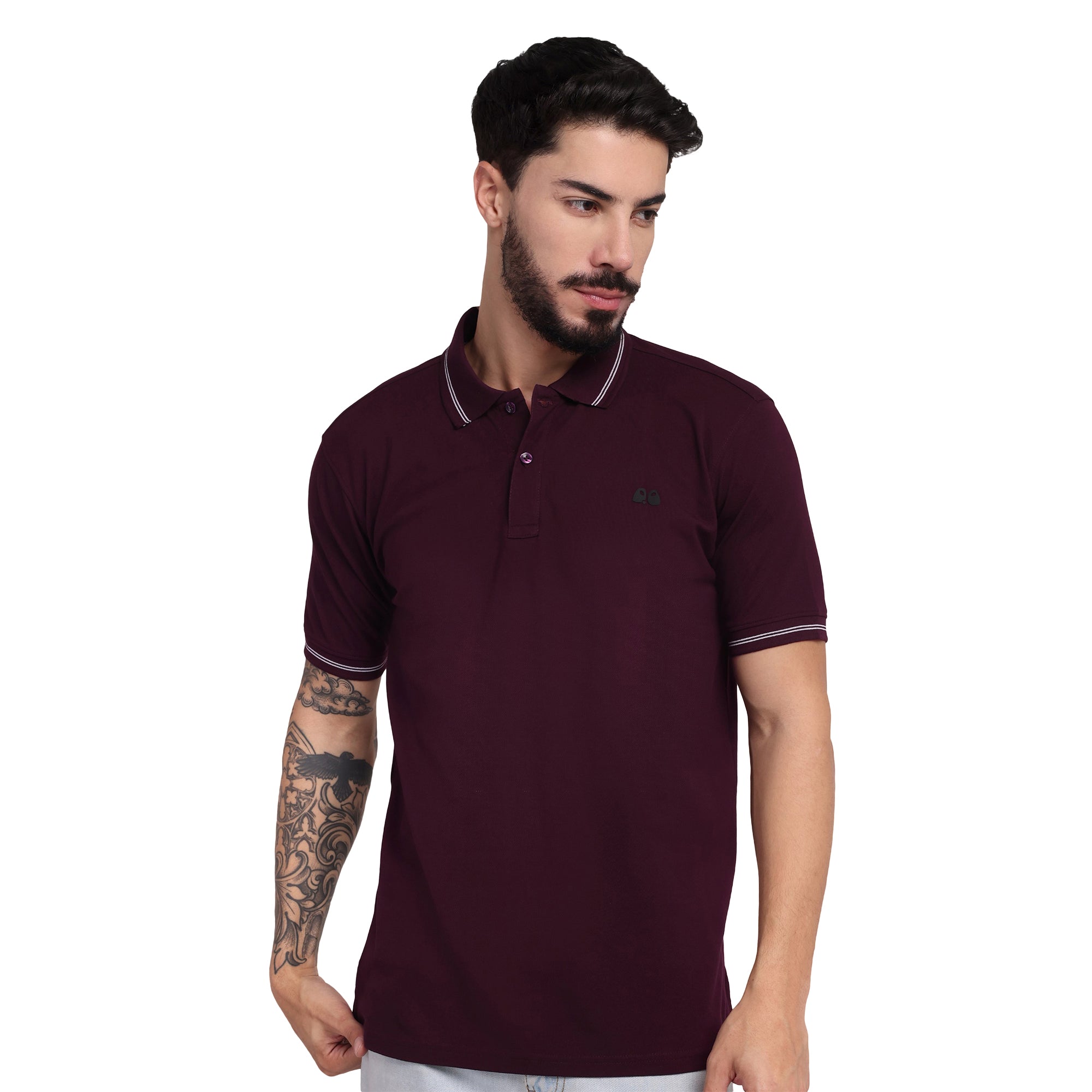 Men's Wine Anti-Stain Anti-Odor Cotton Polo T-Shirt