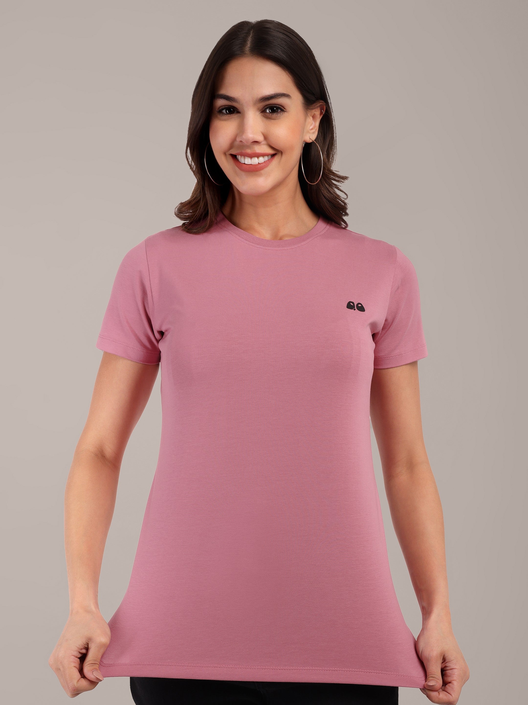 Woman Rose Anti-Stain Cotton Round-Neck T-Shirt