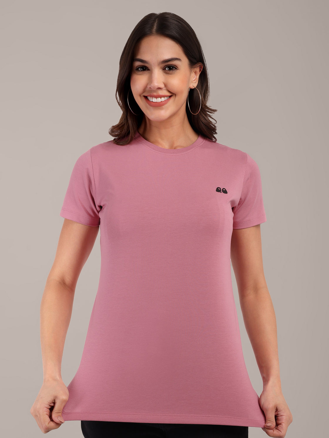 Woman Rose Onion Anti-Stain Cotton Round-Neck T-Shirt