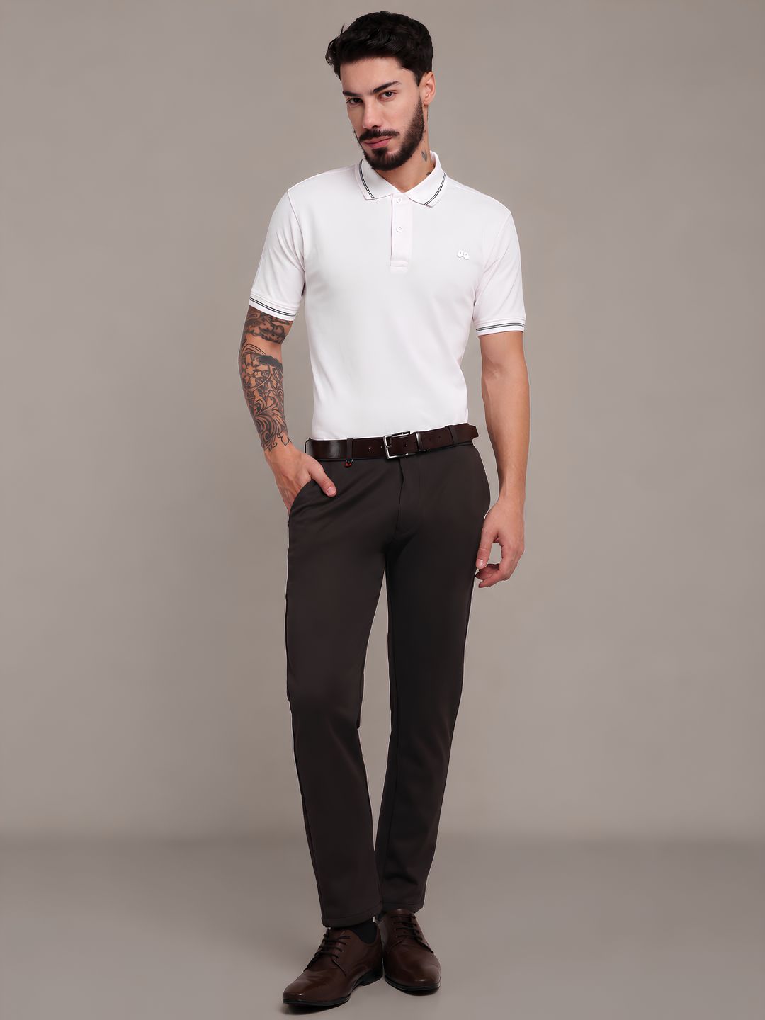 Men's White Anti-Stain Anti-Odor Cotton Polo T-Shirt