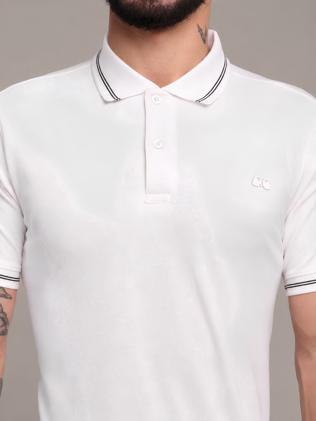 Men's White Anti-Stain Anti-Odor Cotton Polo T-Shirt