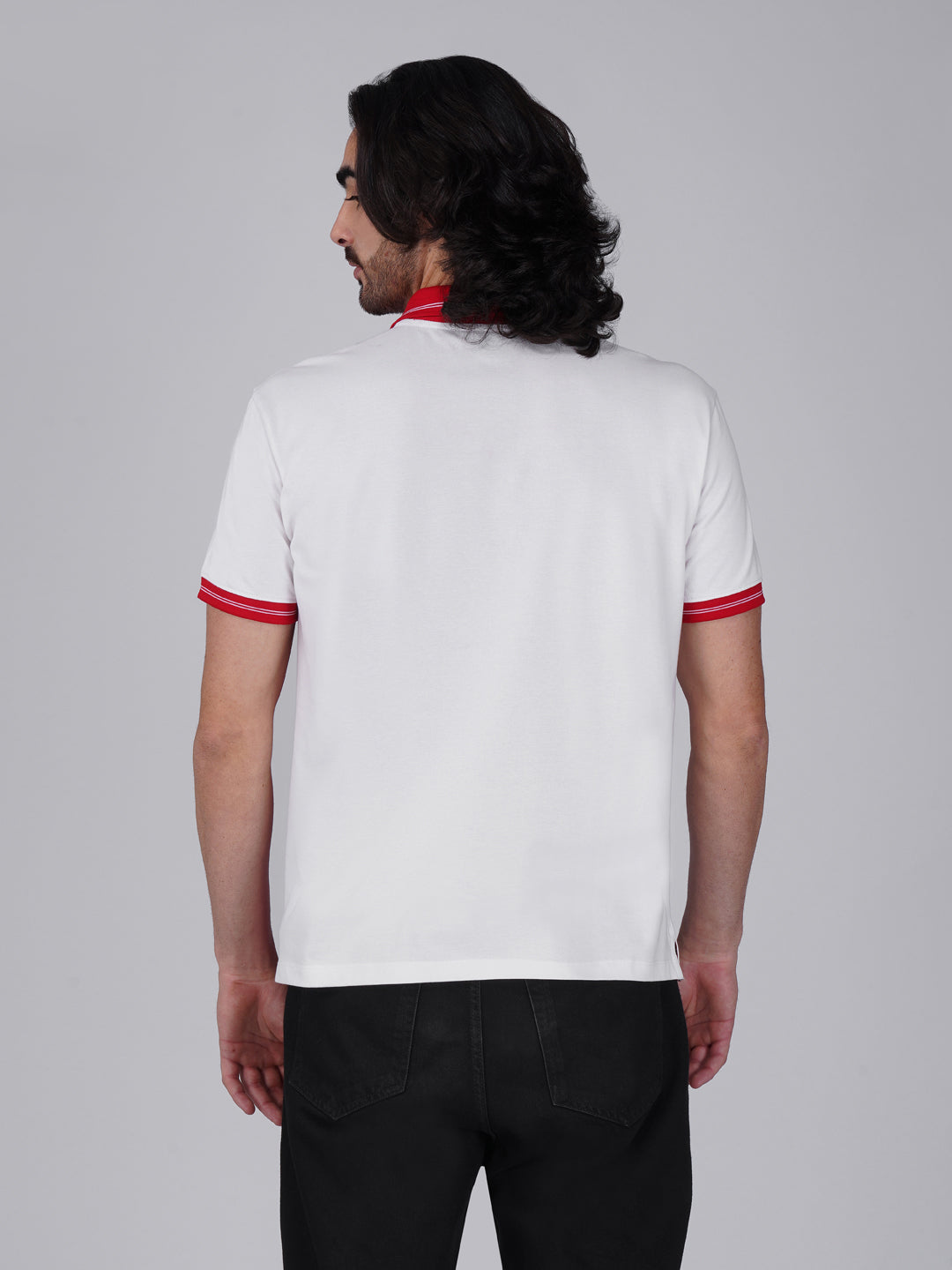 Men's Organic Cotton Polo T-Shirt with Anti Stain, Anti Microbial Protection, Stain Release -  Red & White