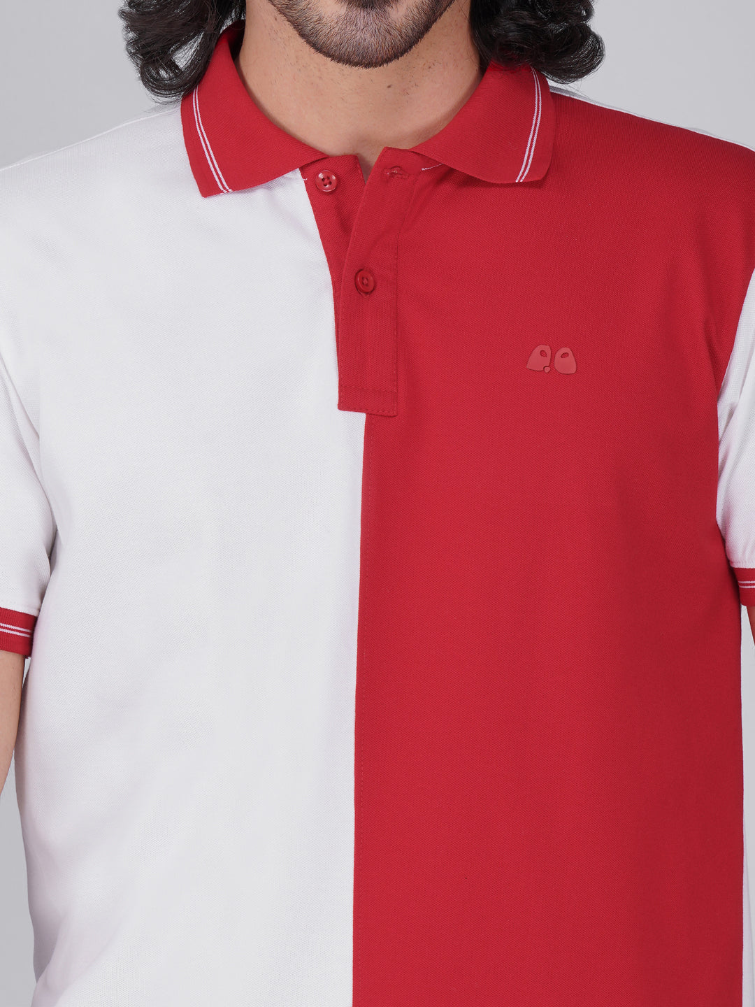 Men's Organic Cotton Polo T-Shirt with Anti Stain, Anti Microbial Protection, Stain Release -  Red & White