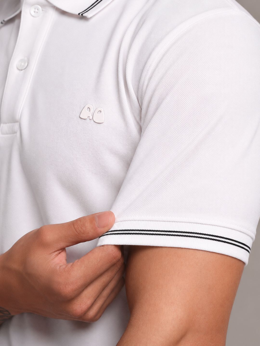 Men's White Anti-Stain Anti-Odor Cotton Polo T-Shirt
