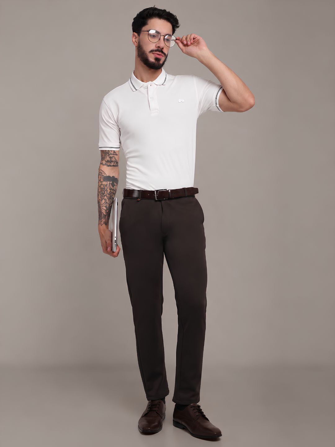 Men's White Anti-Stain Anti-Odor Cotton Polo T-Shirt