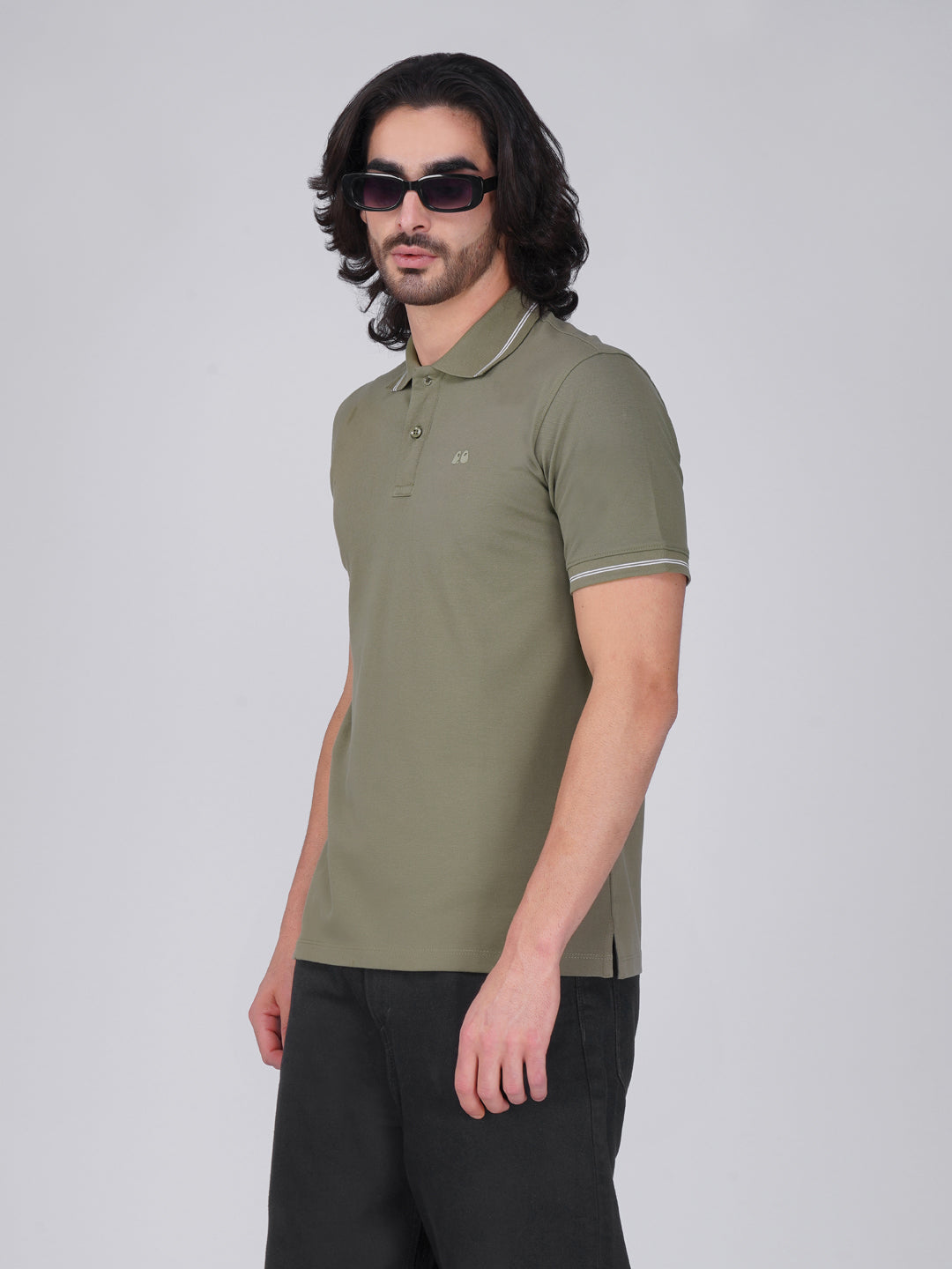 Men's Olive Green Anti-Stain Anti-Odor Cotton Polo T-Shirt