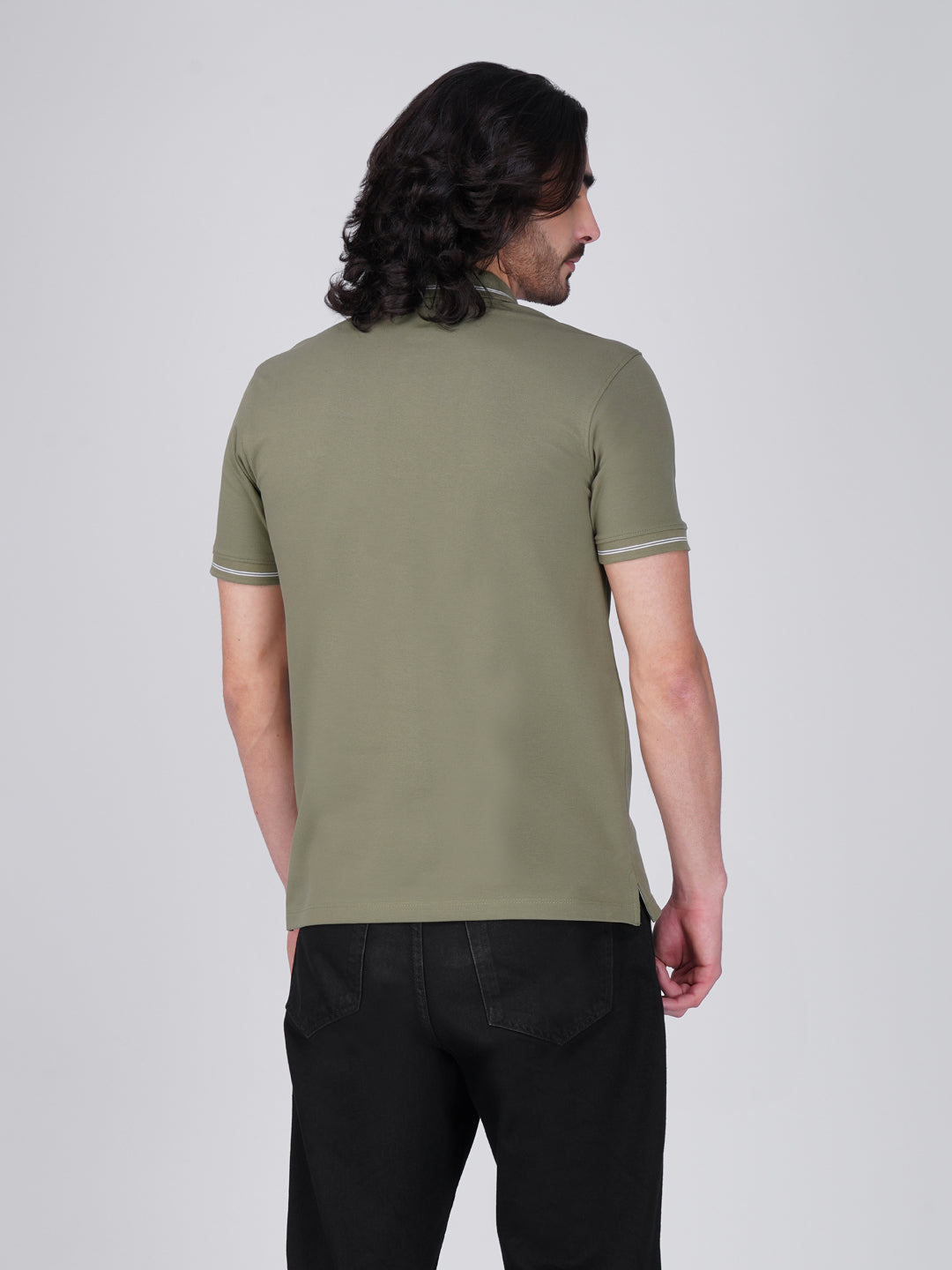 Men's Olive Green Anti-Stain Anti-Odor Cotton Polo T-Shirt