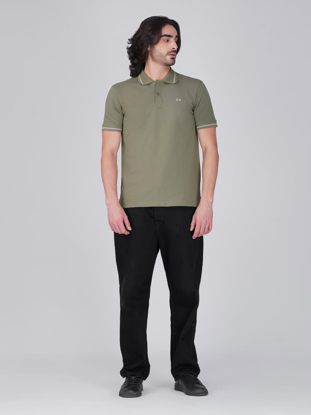 Men's Olive Green Anti-Stain Anti-Odor Cotton Polo T-Shirt