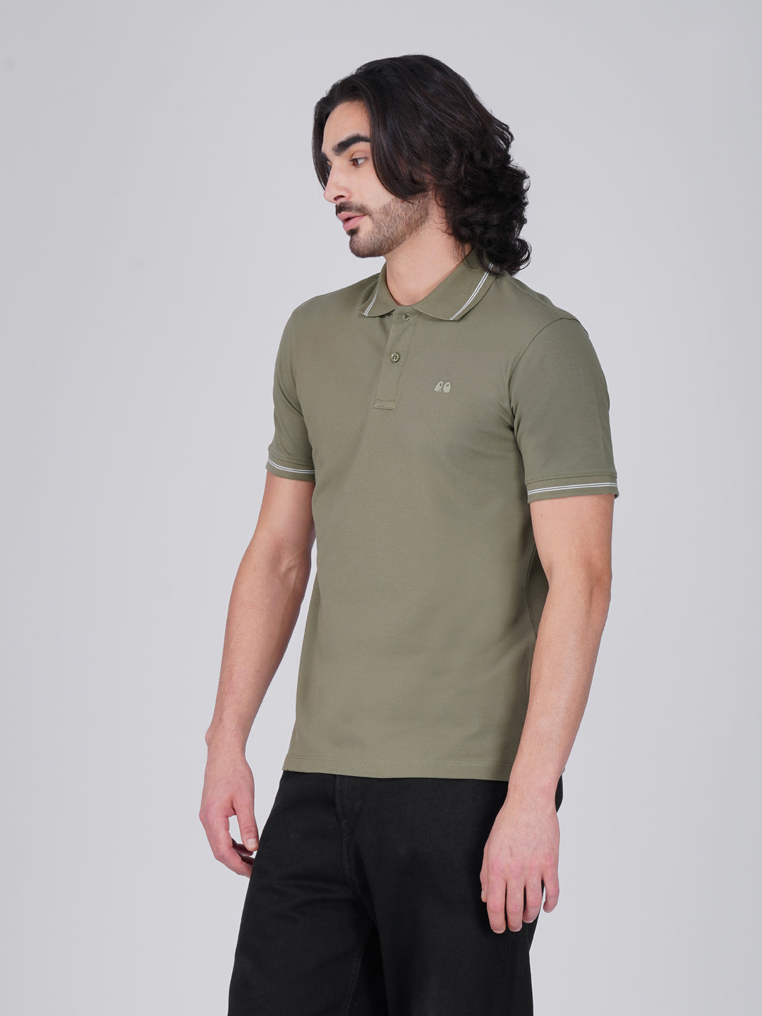 Men's Olive Green Anti-Stain Anti-Odor Cotton Polo T-Shirt
