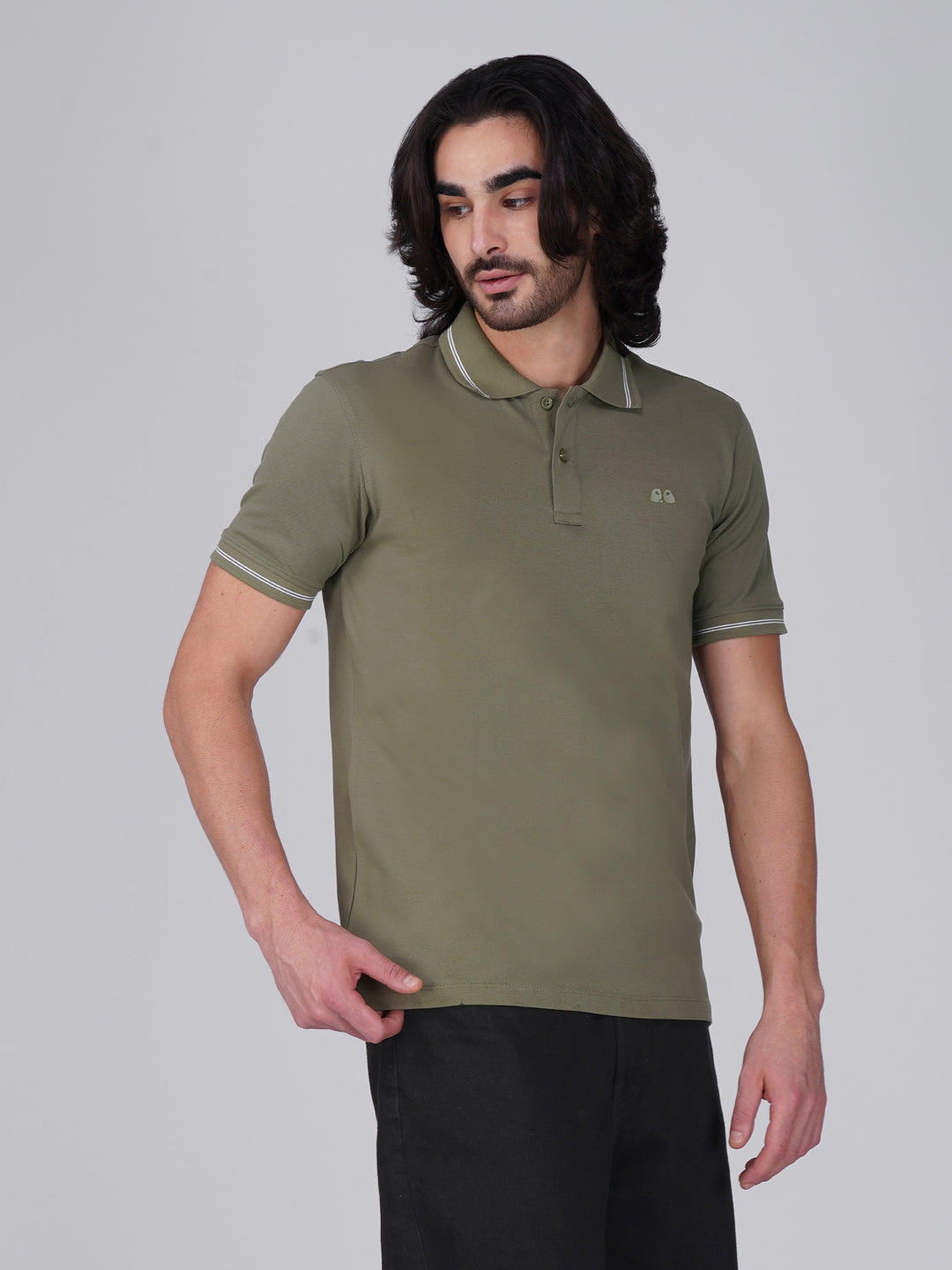 Men's Olive Green Anti-Stain Anti-Odor Cotton Polo T-Shirt