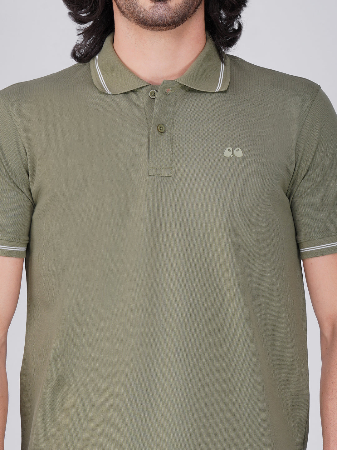 Men's Olive Green Anti-Stain Anti-Odor Cotton Polo T-Shirt