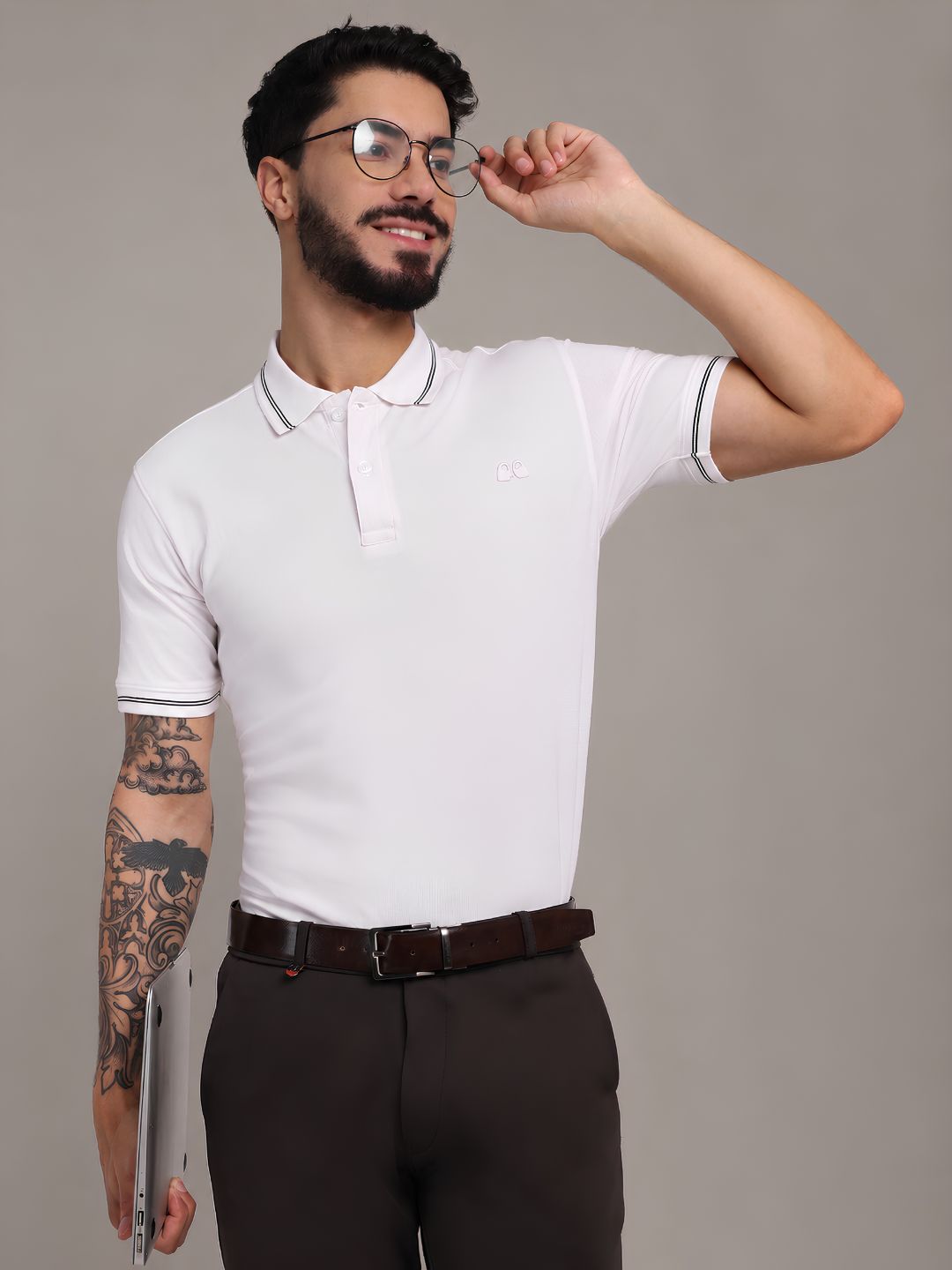 Men's White Anti-Stain Anti-Odor Cotton Polo T-Shirt