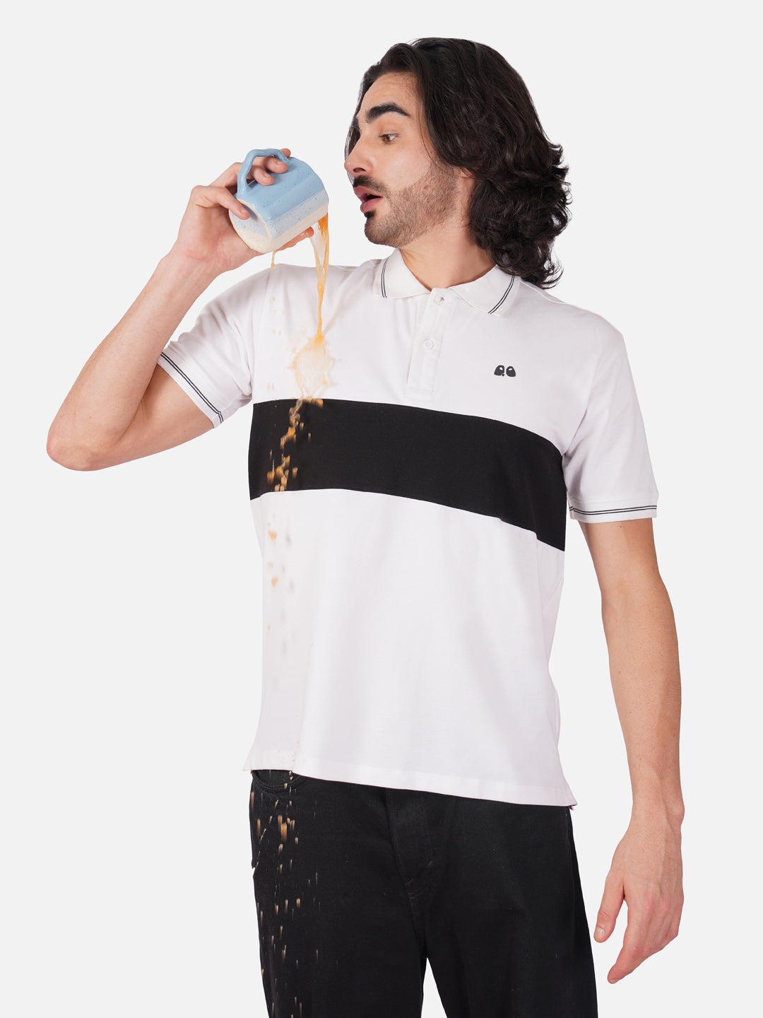 Men's  - White Organic Cotton Polo T-Shirt with Anti Stain, Anti-Microbial Protection.