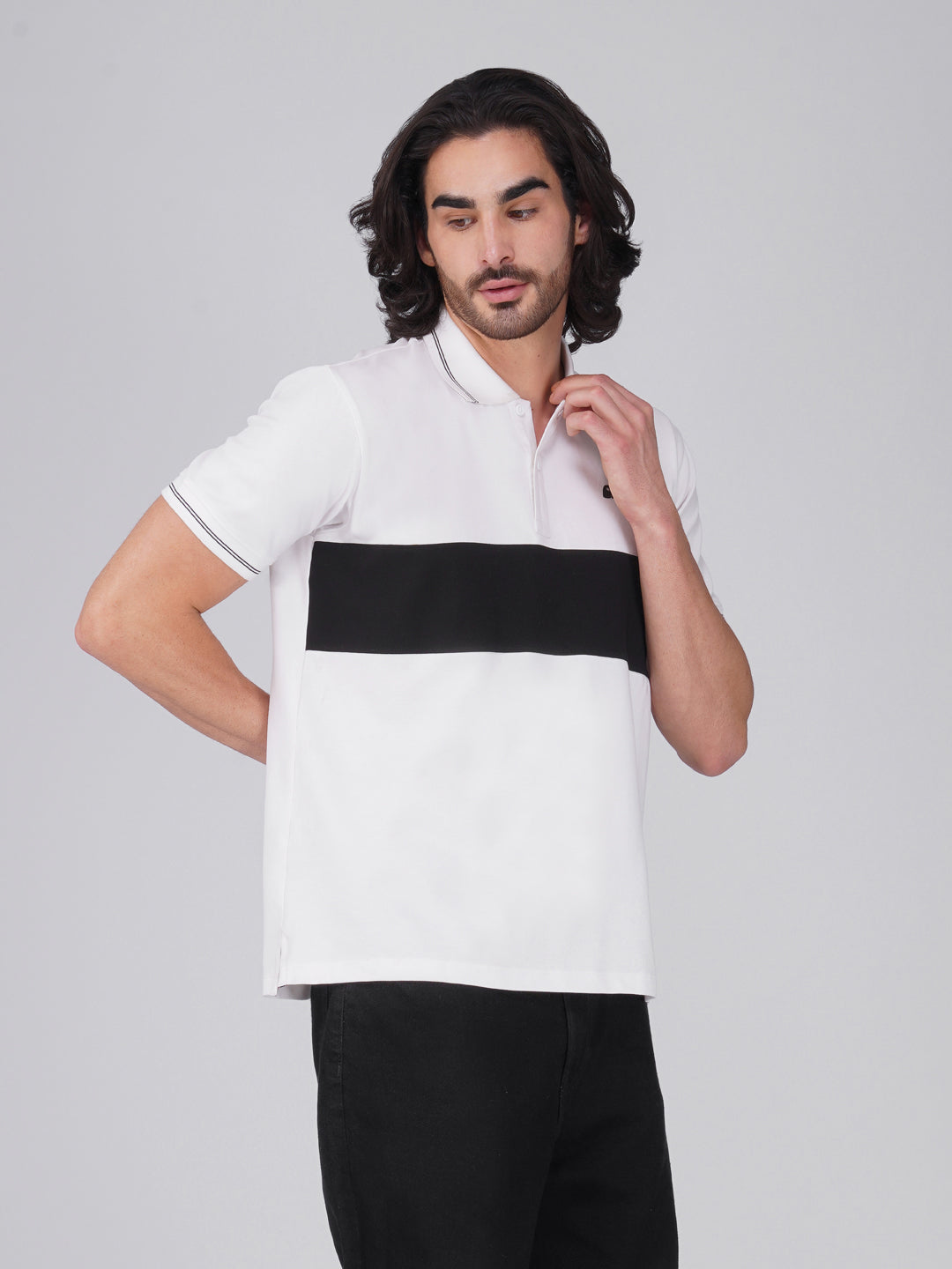 Men's  - White Organic Cotton Polo T-Shirt with Anti Stain, Anti-Microbial Protection.