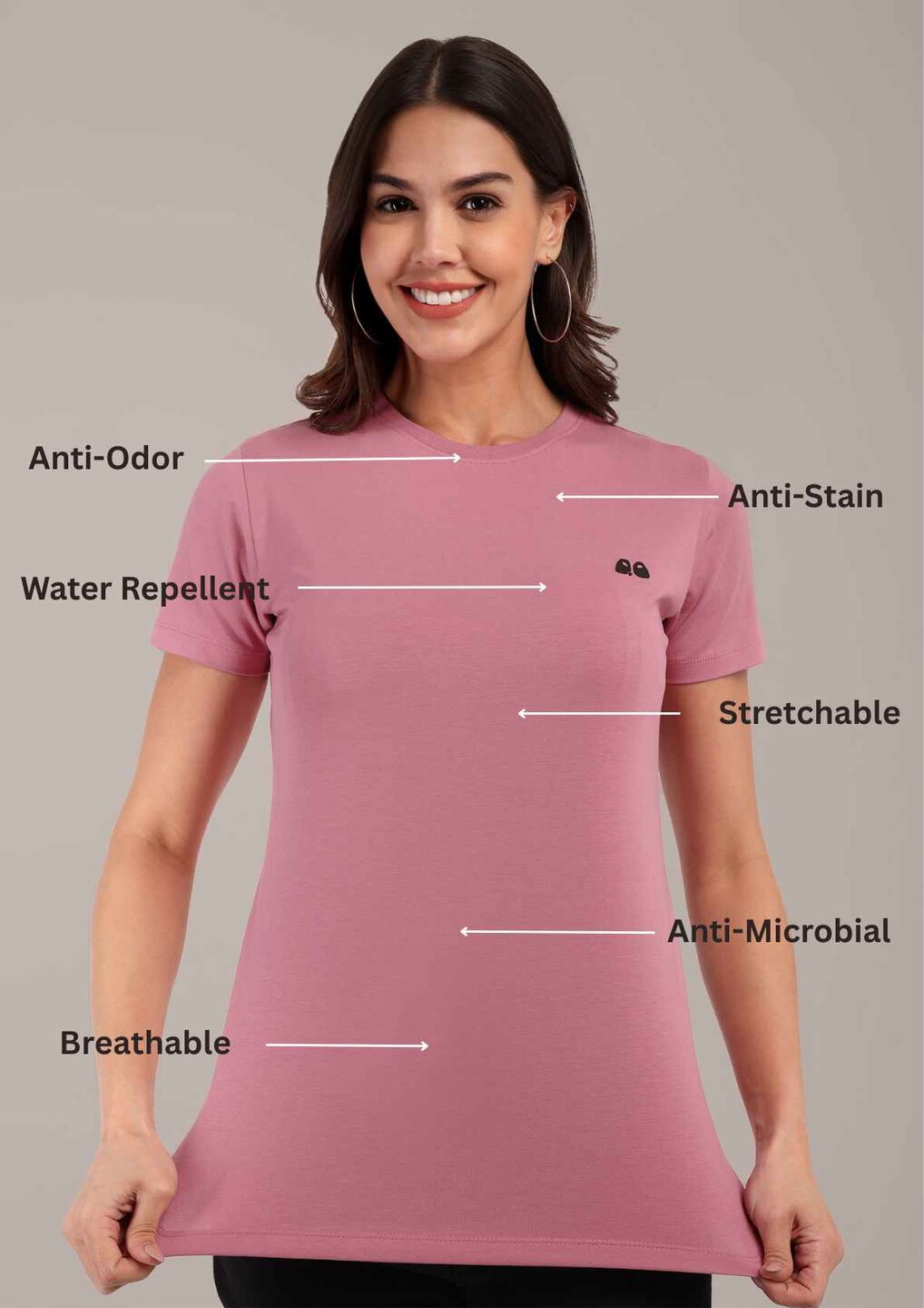 Woman Rose Anti-Stain Cotton Round-Neck T-Shirt