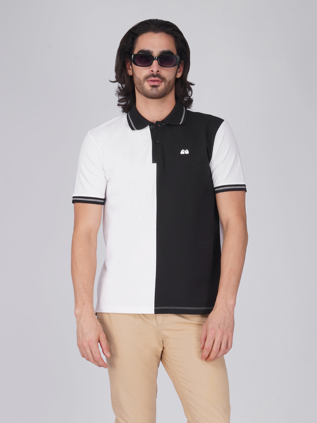 Men's Organic Cotton Polo T-Shirt with Anti Stain, Anti Microbial Protection, Stain Release - White & Black