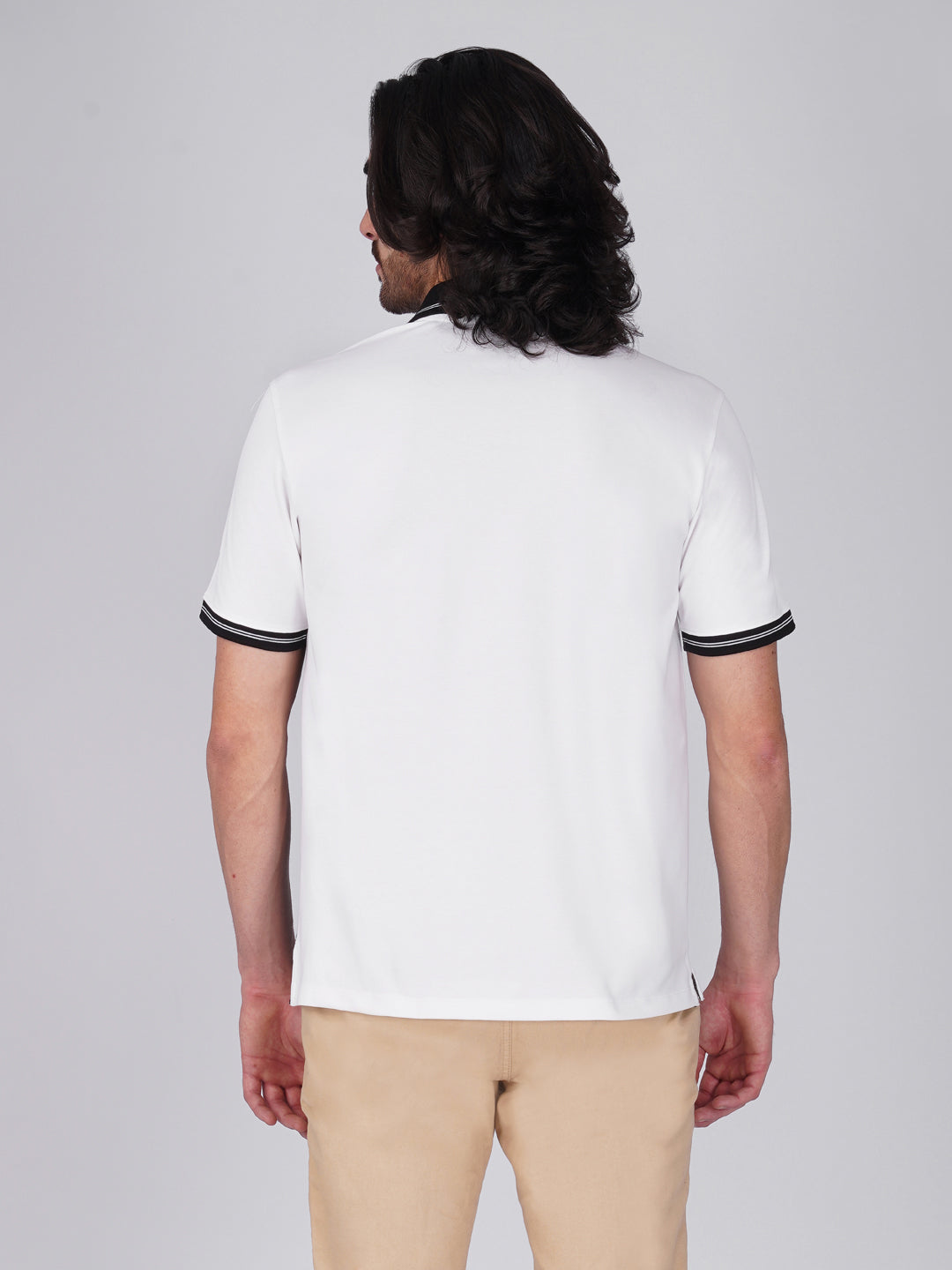 Men's Organic Cotton Polo T-Shirt with Anti Stain, Anti Microbial Protection, Stain Release - White & Black