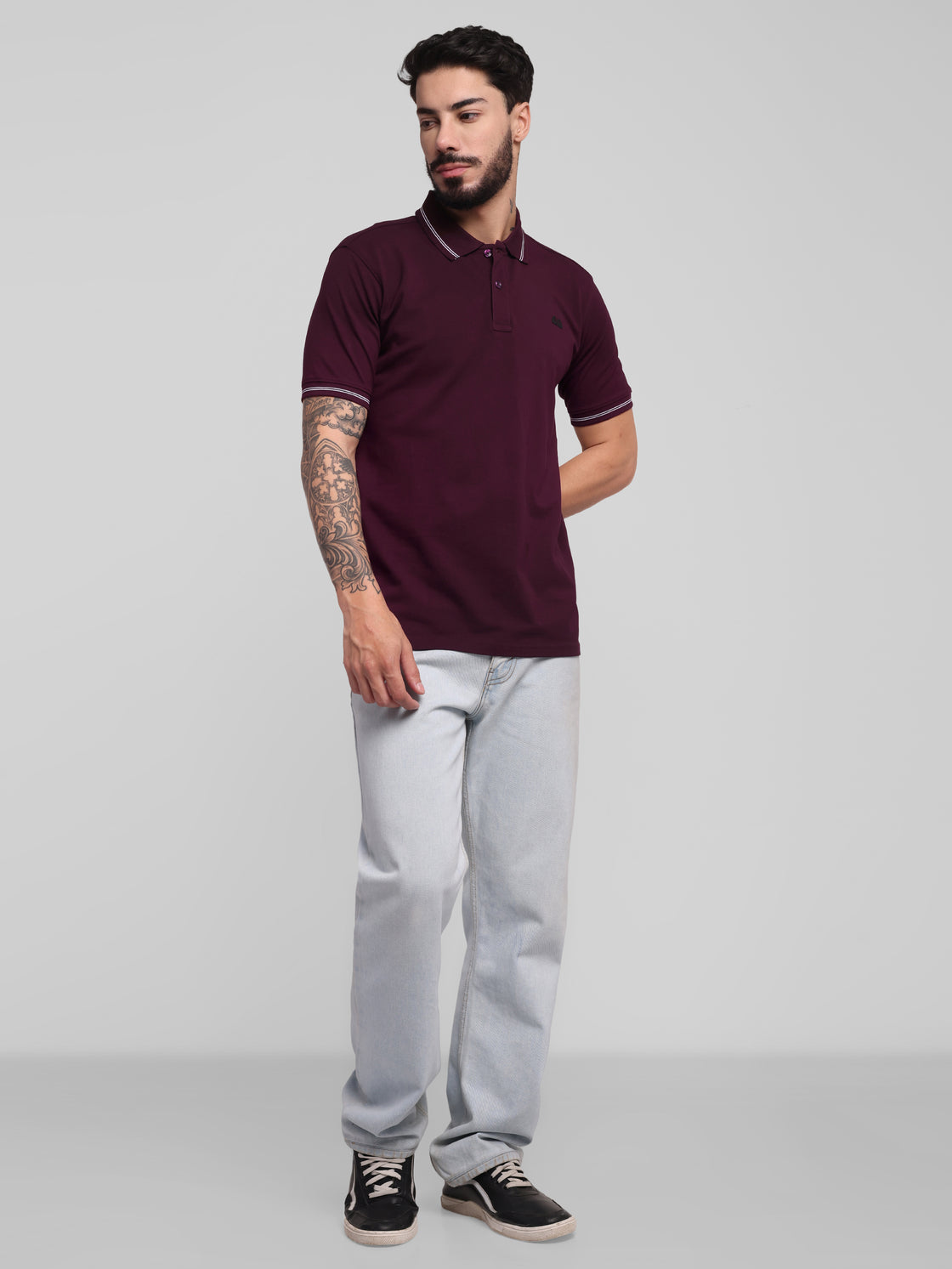 Men's Wine Anti-Stain Cotton Polo T-Shirt
