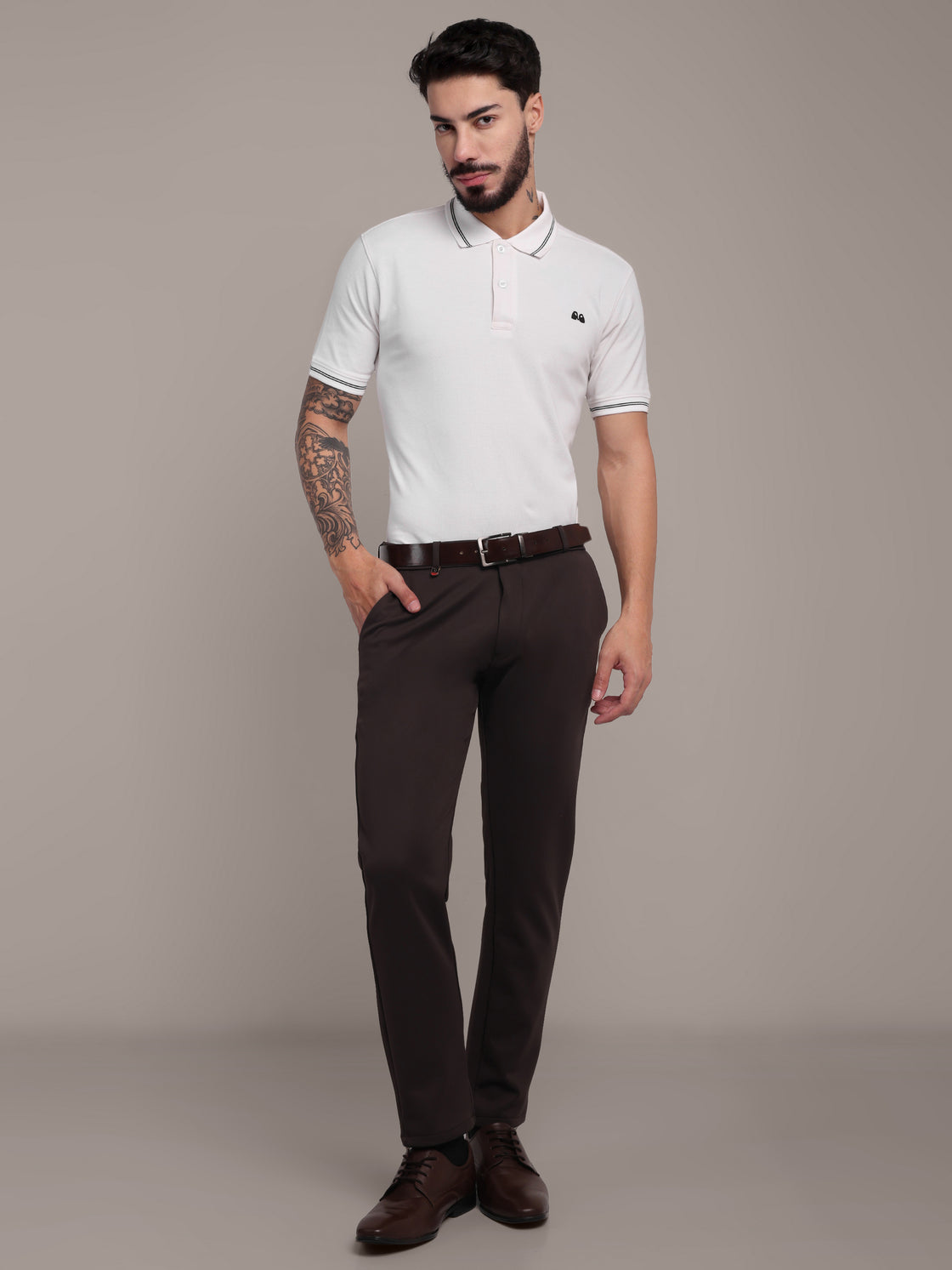 Men's White Anti-Stain Cotton Polo T-Shirt