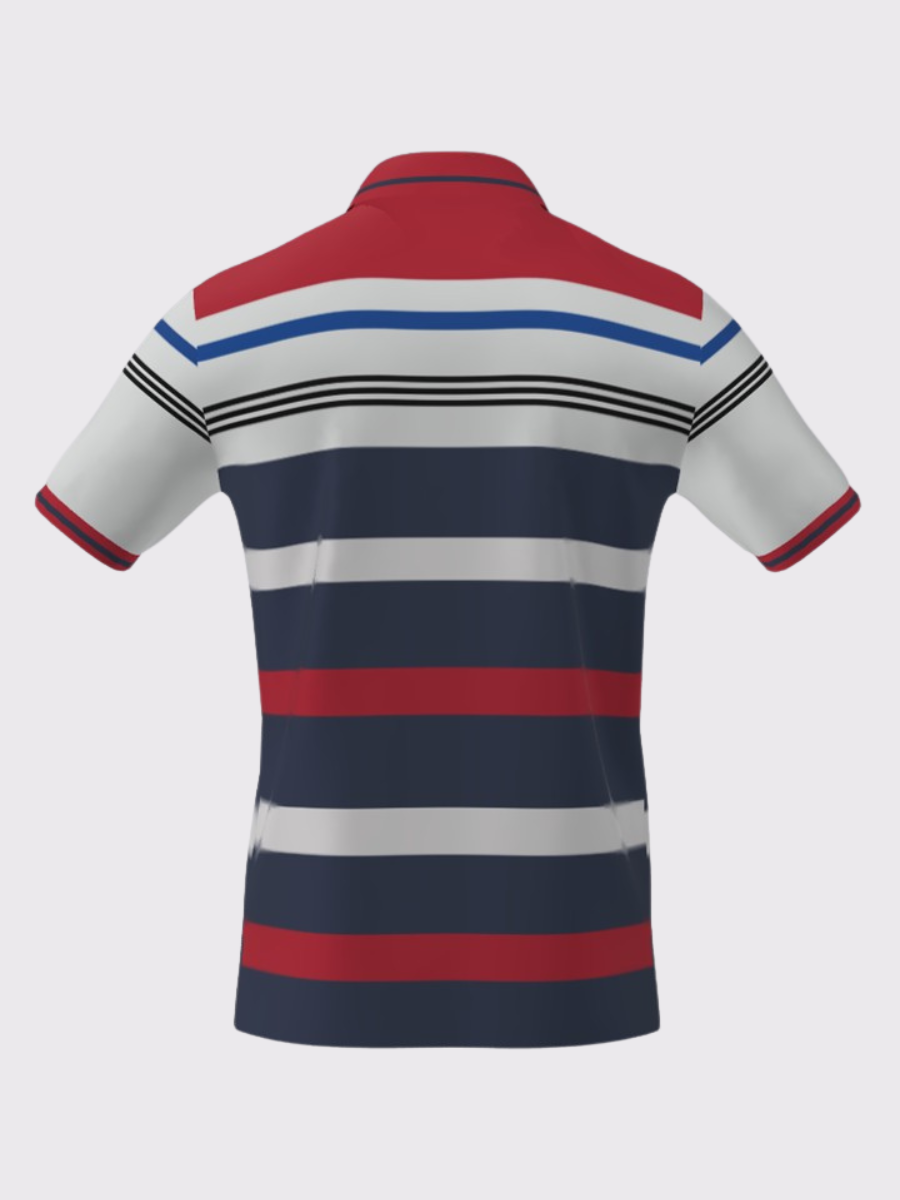 VANDEE - Red Classic Striped Polo T-Shirt