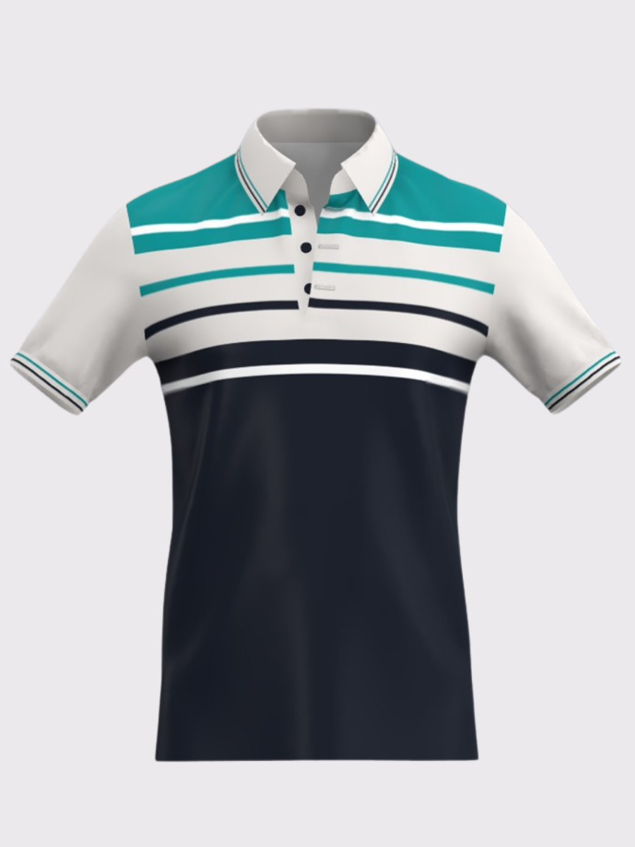 VANDEE - Modern Striped Polo T-Shirt