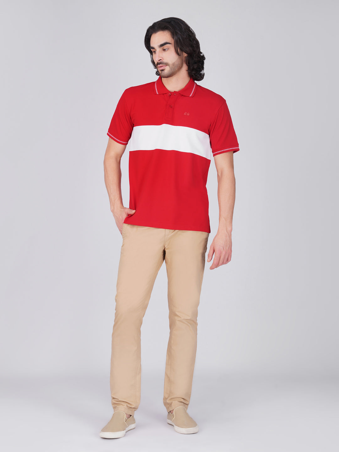 Men's  - Red Organic Cotton Polo T-Shirt with Anti Stain, Anti-Microbial Protection.