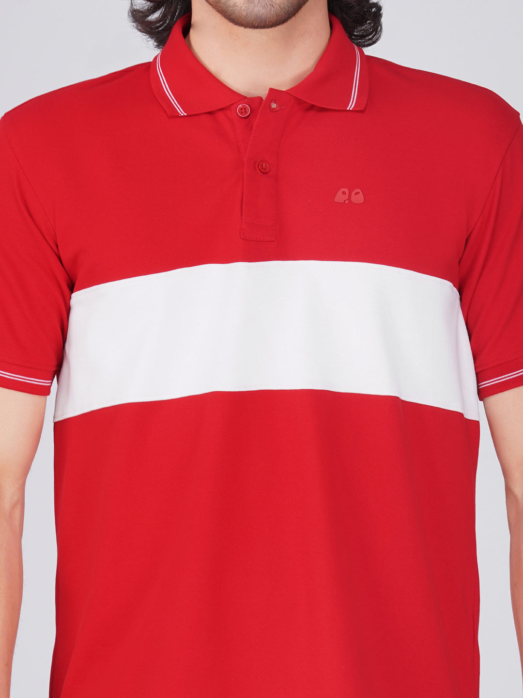 Men's  - Red Organic Cotton Polo T-Shirt with Anti Stain, Anti-Microbial Protection.