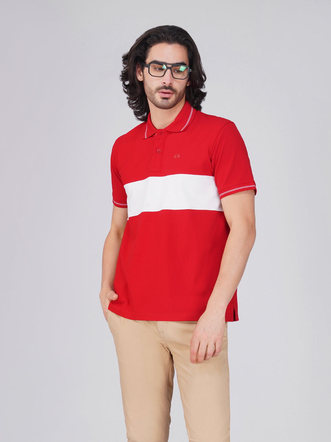 Men's  - Red Organic Cotton Polo T-Shirt with Anti Stain, Anti-Microbial Protection.