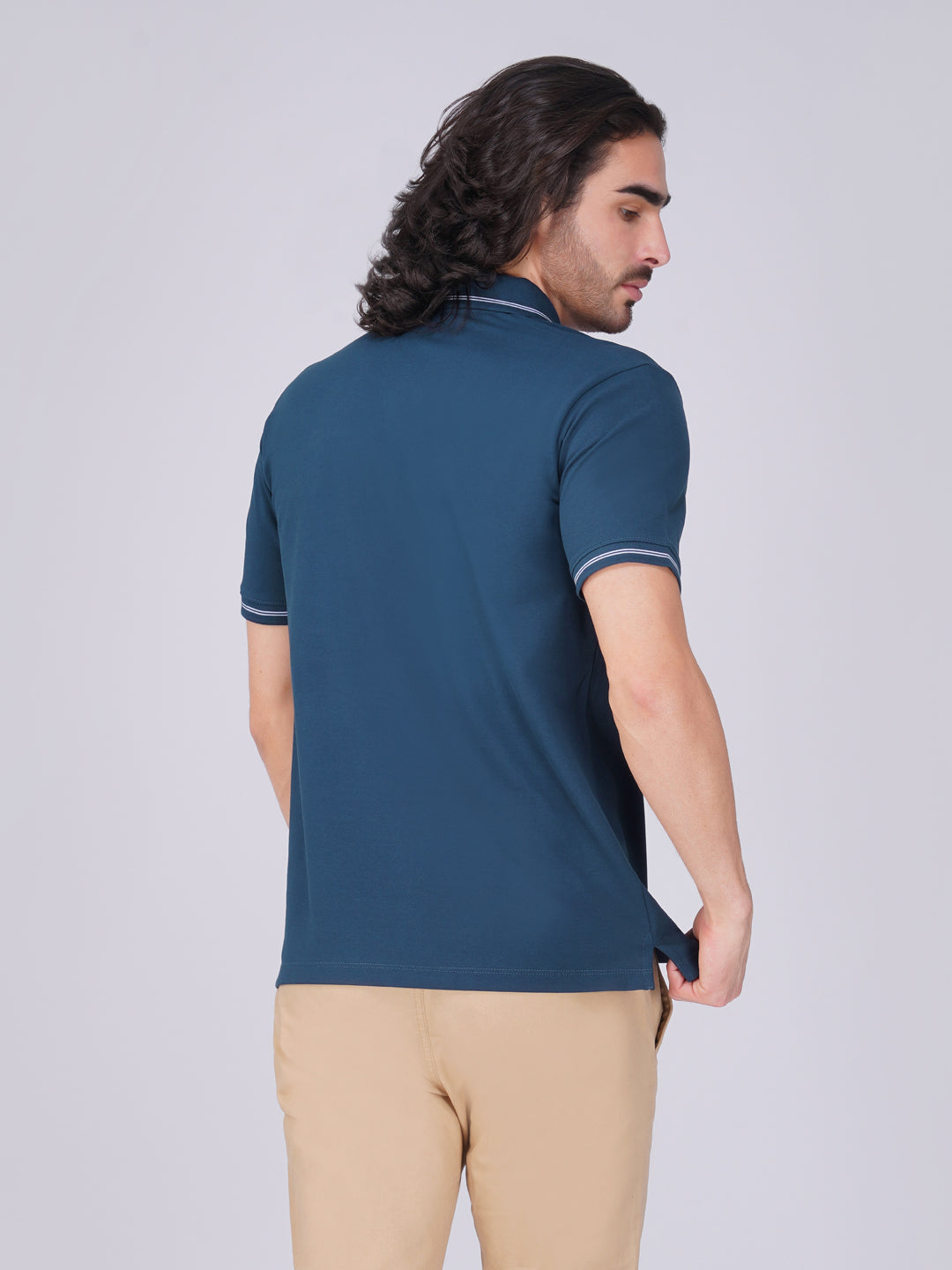 Men's  - Blue Organic Cotton Polo T-Shirt with Anti Stain, Anti-Microbial Protection.