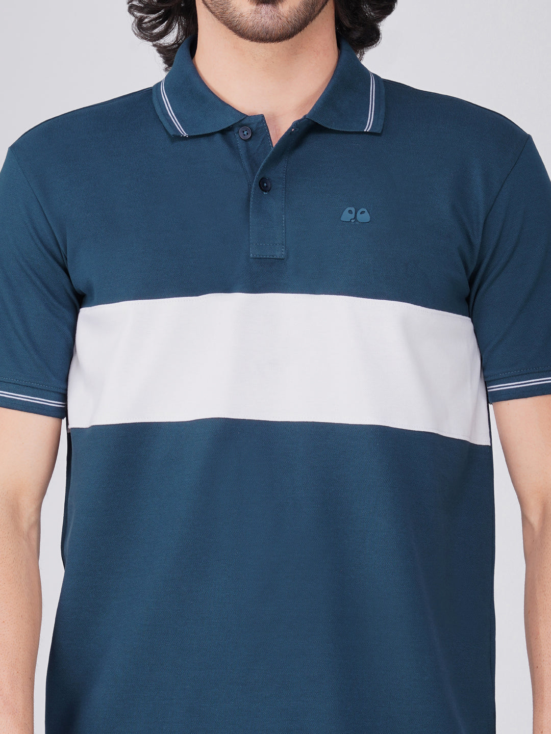 Men's  - Blue Organic Cotton Polo T-Shirt with Anti Stain, Anti-Microbial Protection.