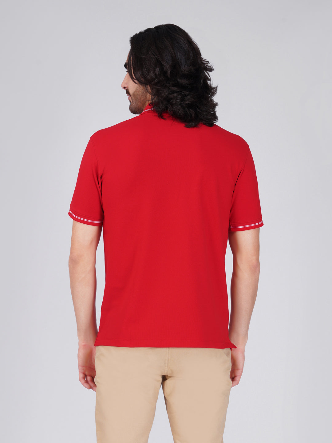 Men's Red Anti-Stain Anti-Odor Cotton Polo T-Shirt