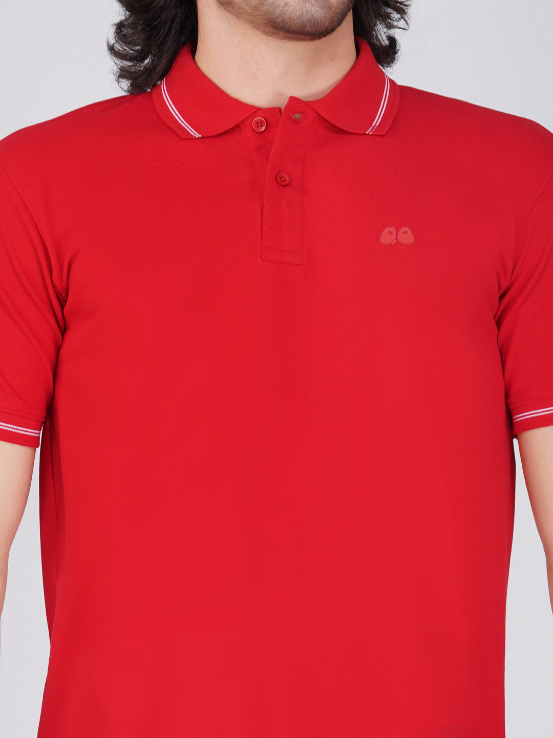 Men's Red Anti-Stain Anti-Odor Cotton Polo T-Shirt