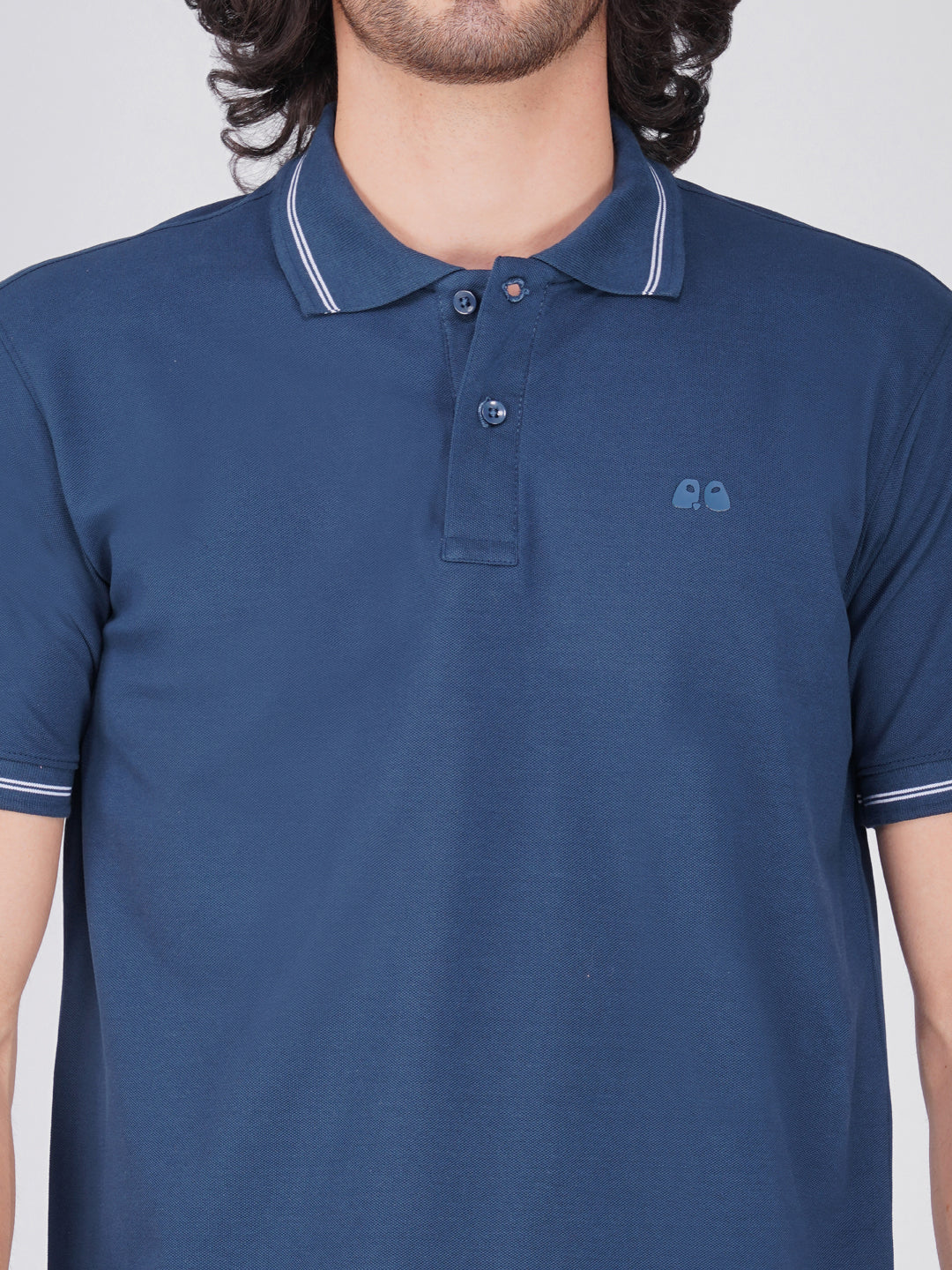 Men's Blue Anti-Stain Anti-Odor Cotton Polo T-Shirt