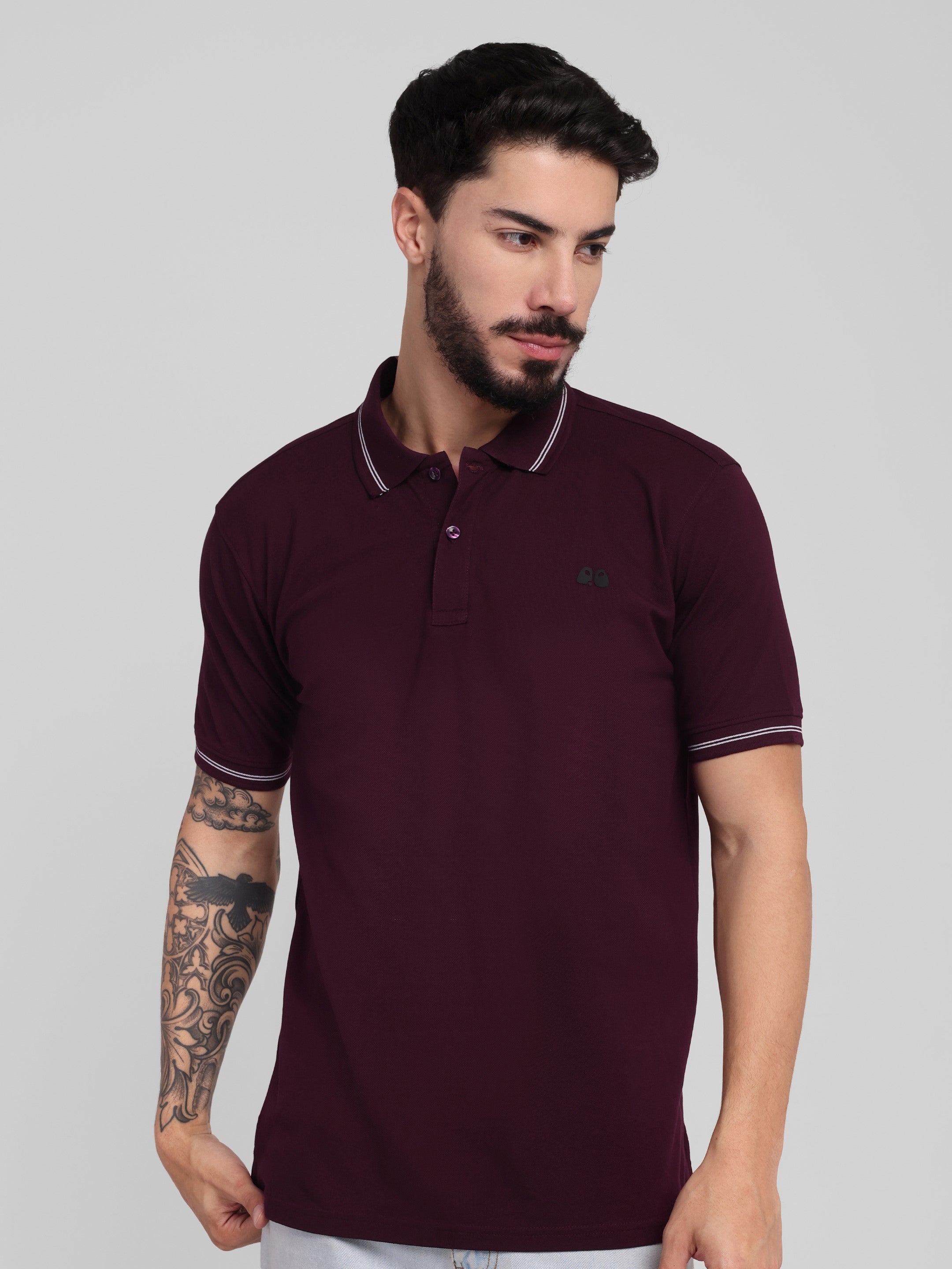 Men's Wine Anti-Stain Anti-Odor Cotton Polo T-Shirt