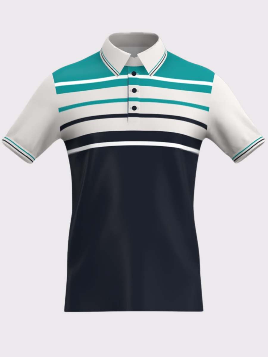 VANDEE - Modern Striped Polo T-Shirt