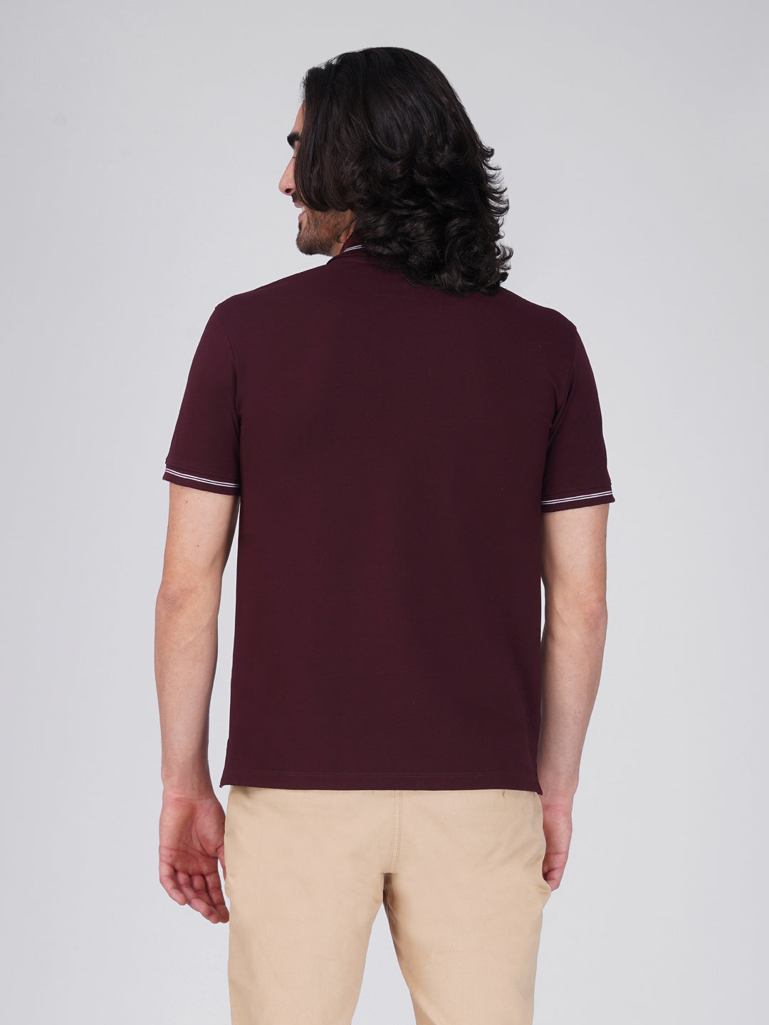 Men's  - Wine Organic Cotton Polo T-Shirt with Anti Stain, Anti-Microbial Protection.