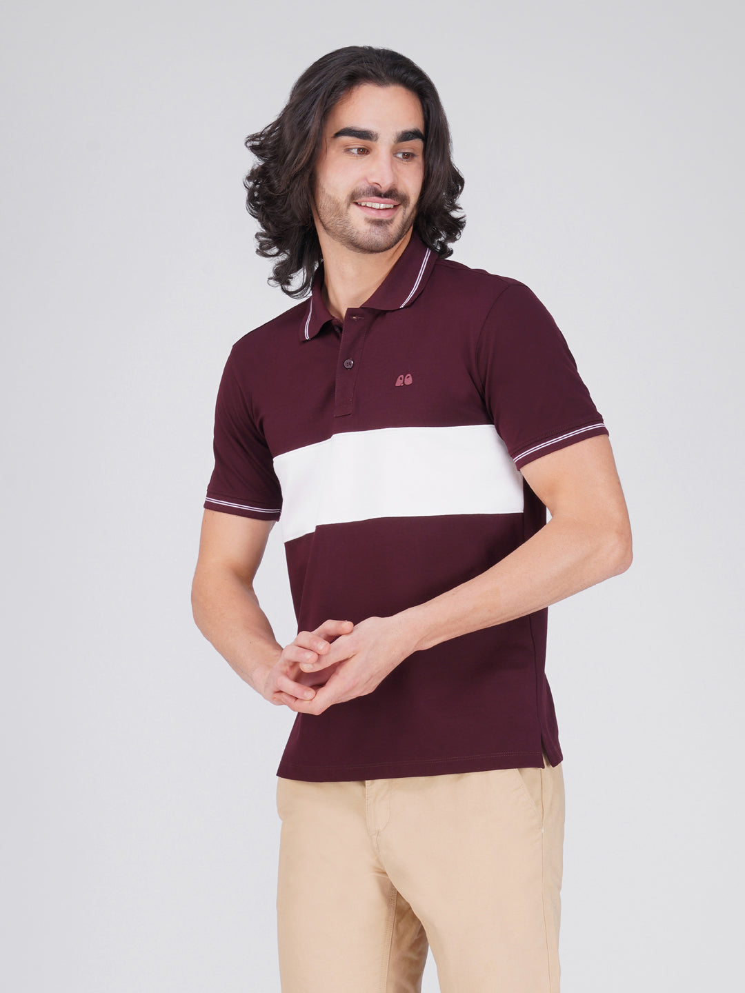 Men's  - Wine Organic Cotton Polo T-Shirt with Anti Stain, Anti-Microbial Protection.