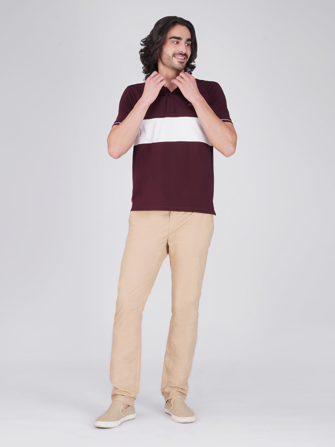 Men's  - Wine Organic Cotton Polo T-Shirt with Anti Stain, Anti-Microbial Protection.