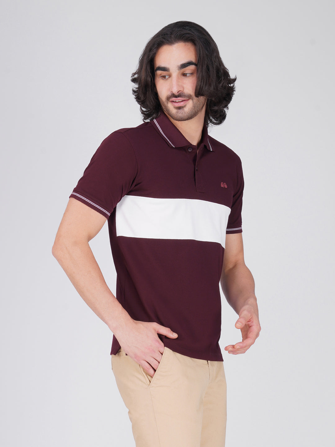 Men's  - Wine Organic Cotton Polo T-Shirt with Anti Stain, Anti-Microbial Protection.