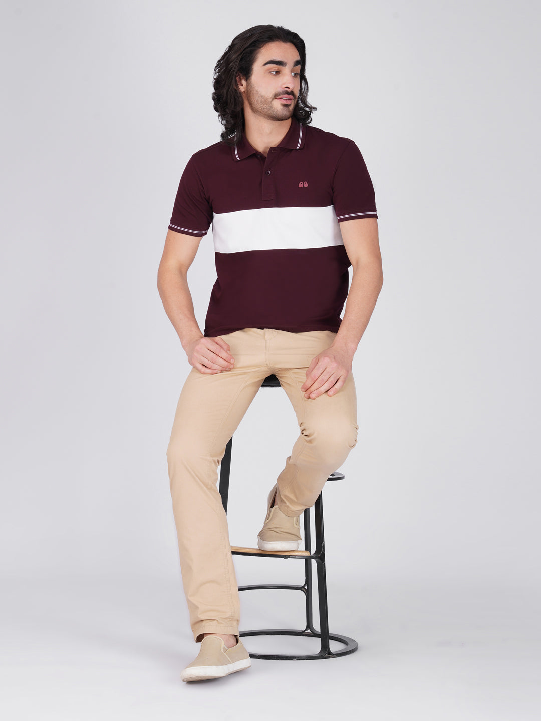 Men's  - Wine Organic Cotton Polo T-Shirt with Anti Stain, Anti-Microbial Protection.