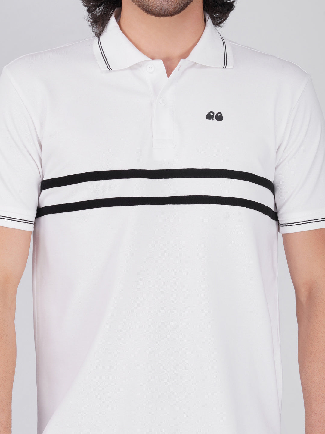 Men Anti Stain Anti Odor White Stripe Polo T-shirt