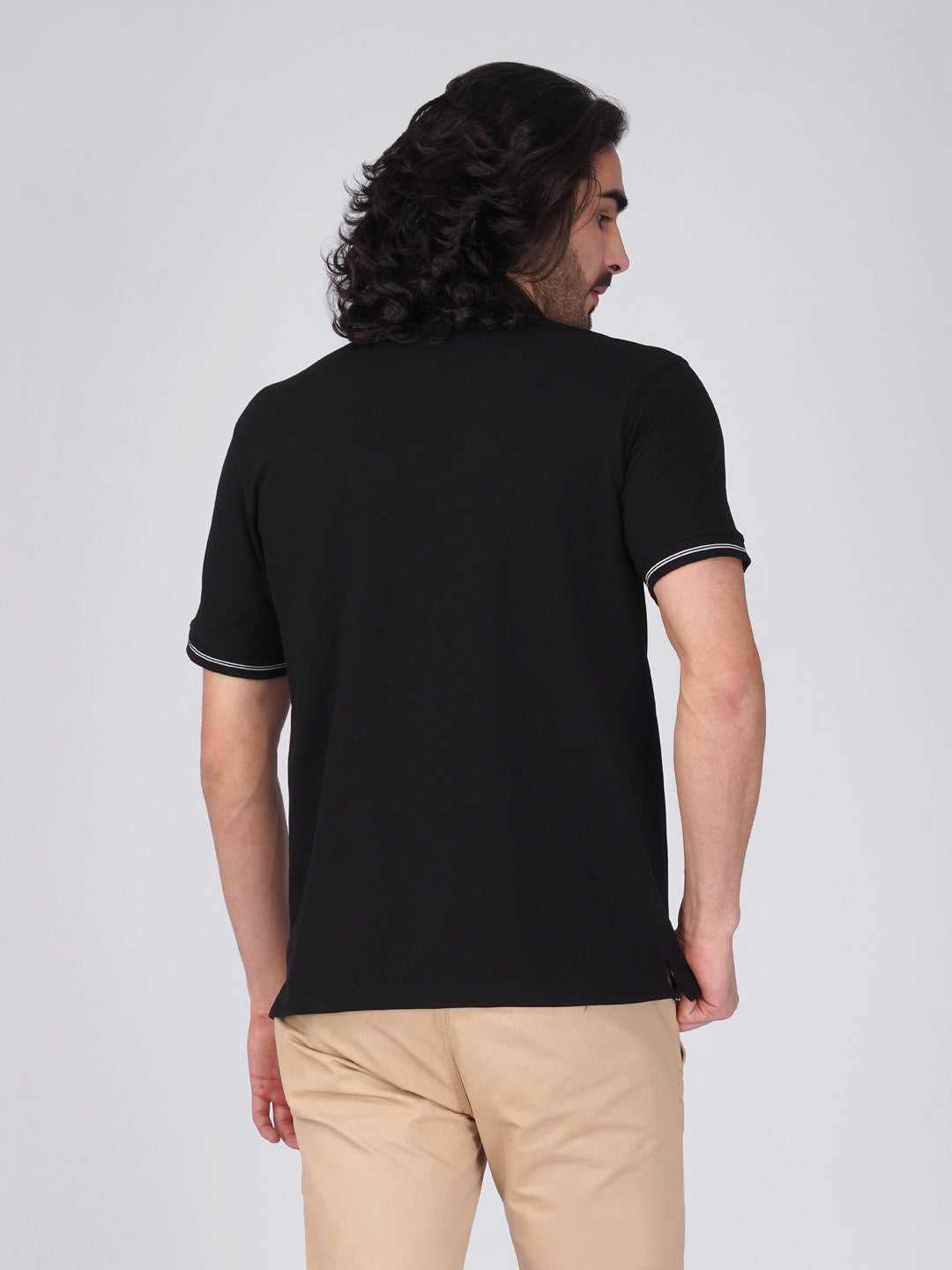 Men's Black Anti-Stain Cotton Polo T-Shirt