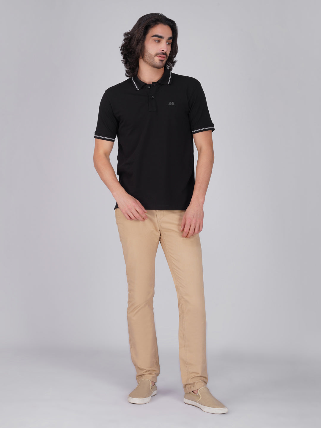 Men's Black Anti-Stain Cotton Polo T-Shirt