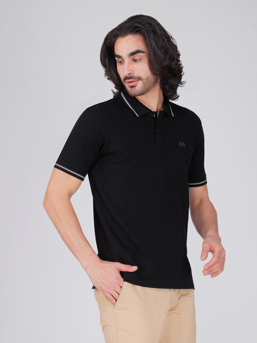 Men's Black Anti-Stain Cotton Polo T-Shirt