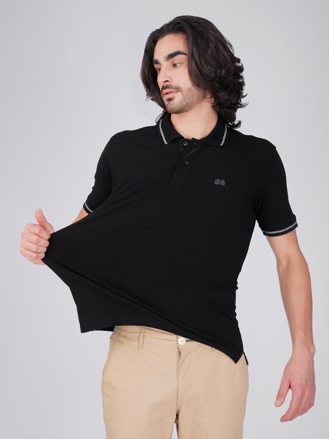 Men's Black Anti-Stain Cotton Polo T-Shirt