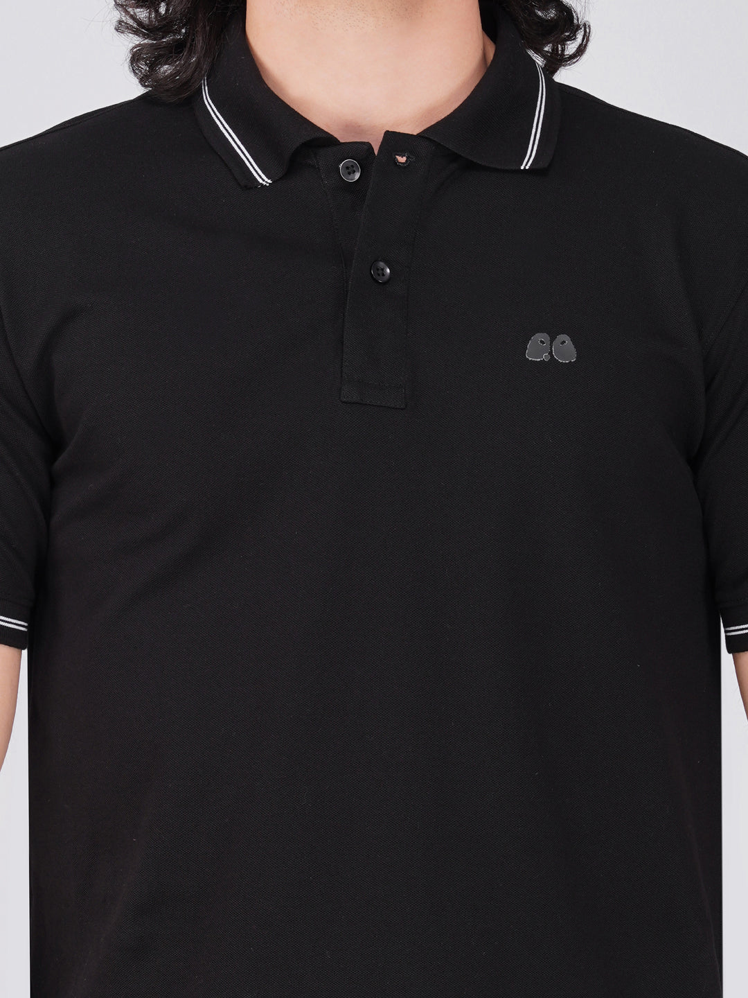 Men's Black Anti-Stain Cotton Polo T-Shirt