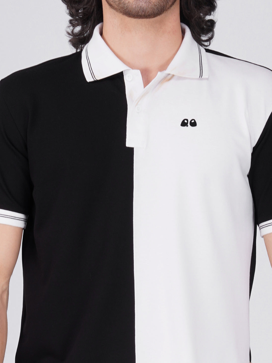 Men's Organic Cotton Polo T-Shirt with Anti Stain, Anti-Microbial Protection, Stain-Release - Care Finish Black & White