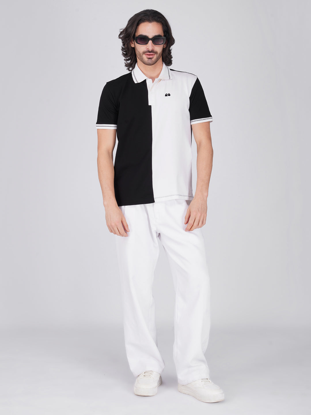 Men's Organic Cotton Polo T-Shirt with Anti Stain, Anti-Microbial Protection, Stain-Release - Care Finish Black & White