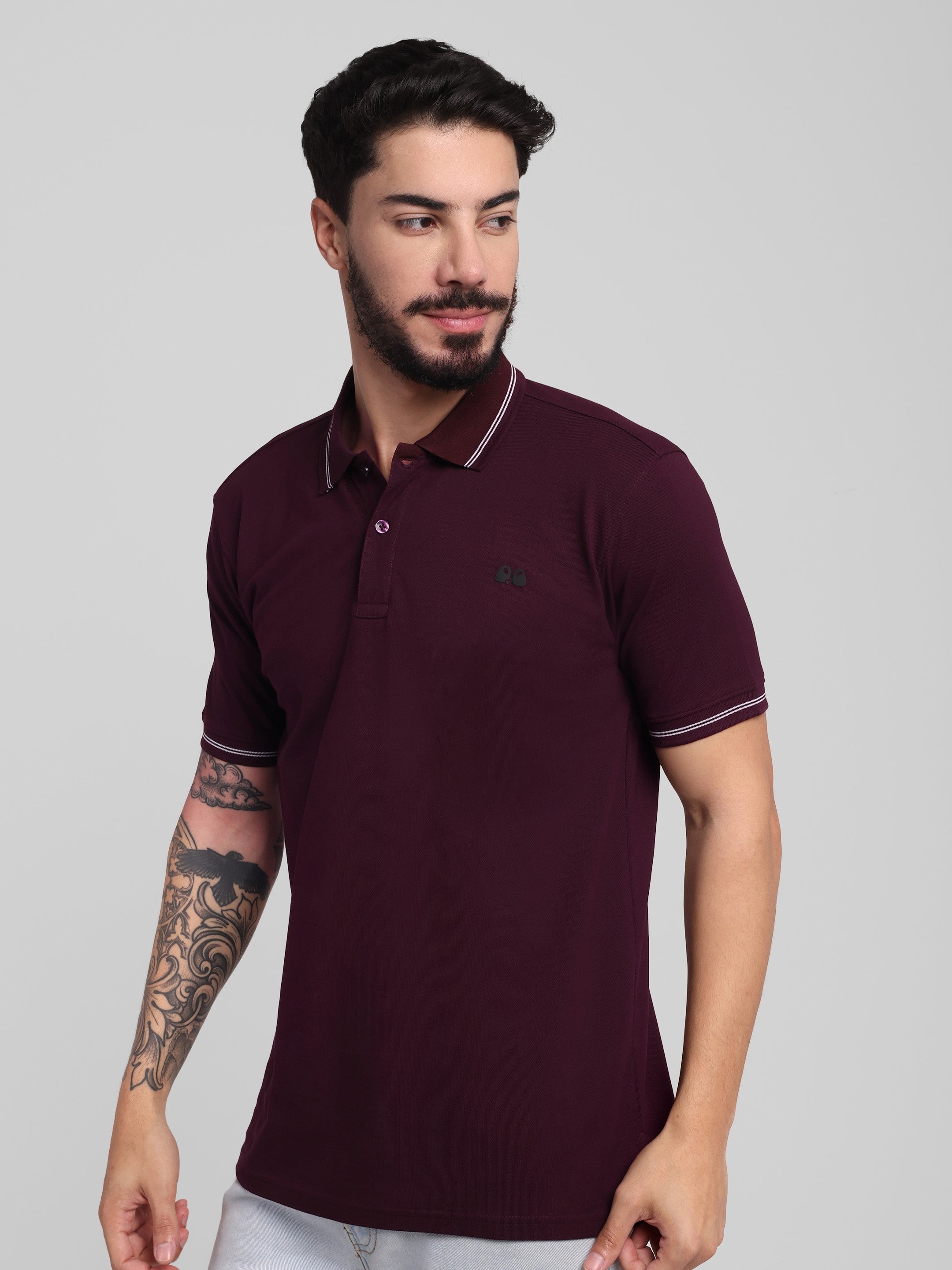 Men's Wine Anti-Stain Anti-Odor Cotton Polo T-Shirt