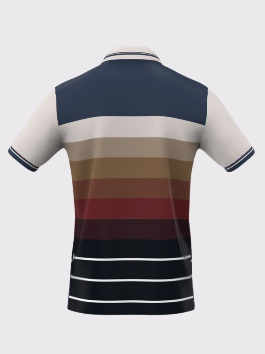 VANDEE - Gradient Striped Polo T-Shirt